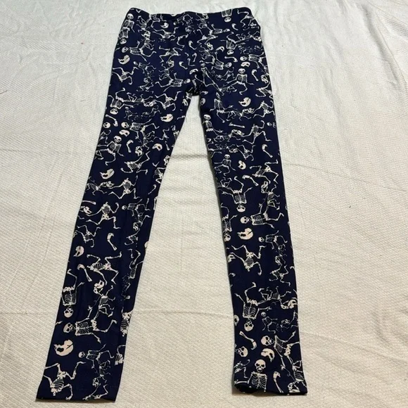 Lularoe Navy with White Skeletons Halloween Leggings One Size - Picture 4 of 6